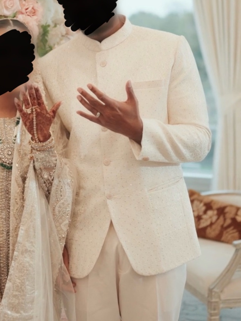 Cream Prince Coat / Bandhgala Jacket / Nehru Jacket with Trousers